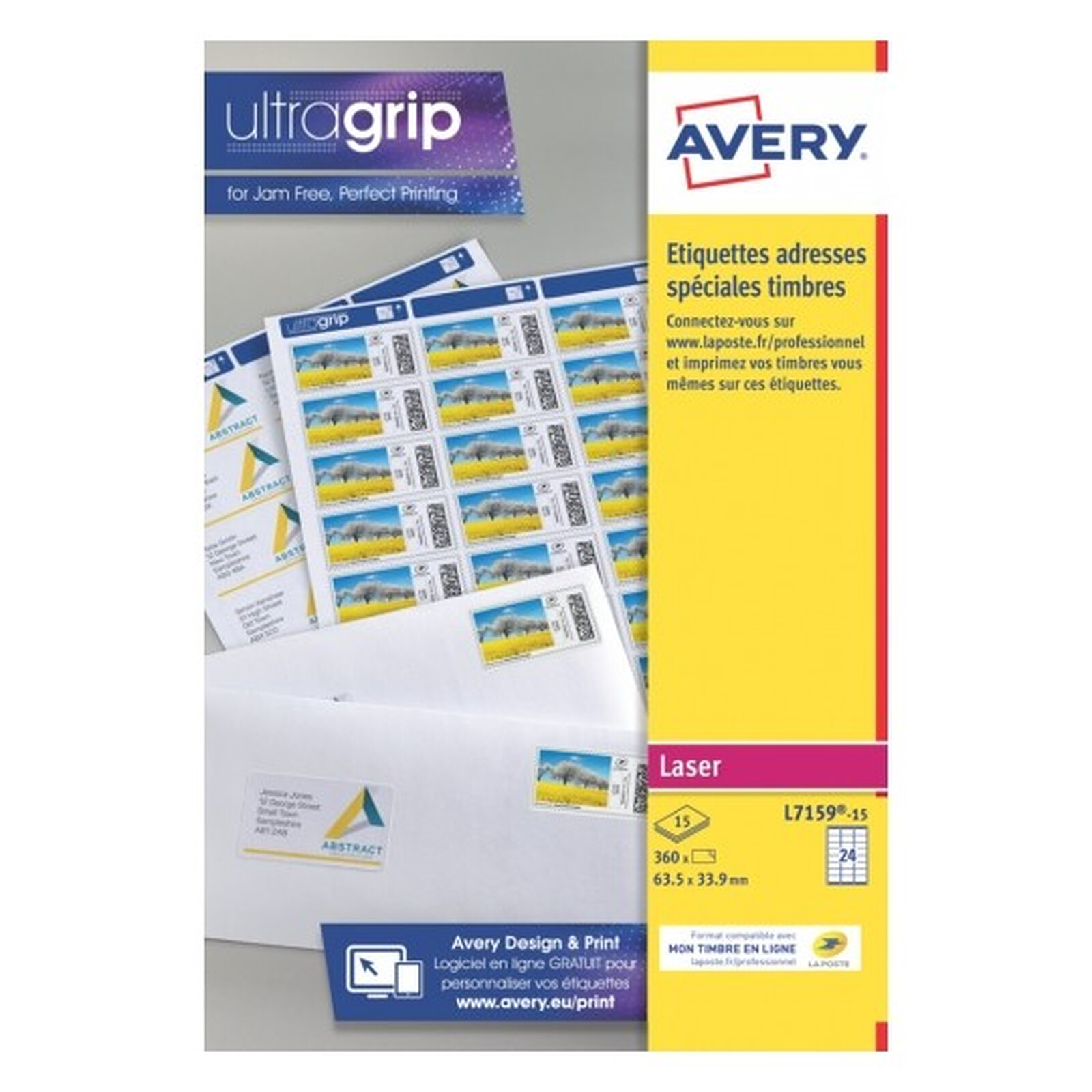 Avery Stamp Labels 33.9 x 63.5 mm, White, Laser
