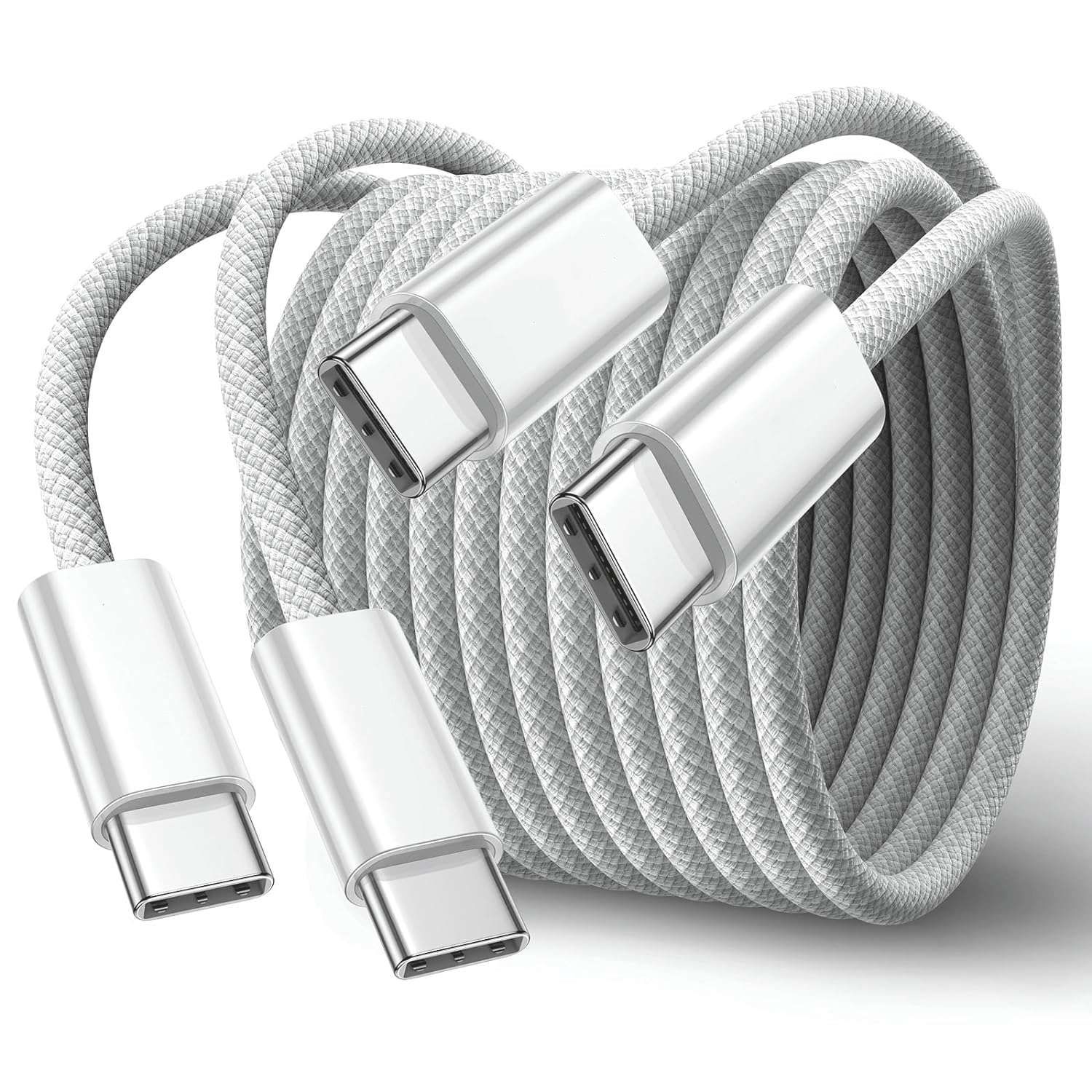 Magnet 60W Quick Charge Cable [CottonBraid] Set of 2, Compatible with iPhone 15, Android, USB-C Devices