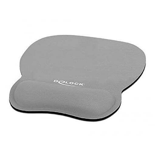Tapete ergonómico para ratón DeLock con reposamanos de gel gris