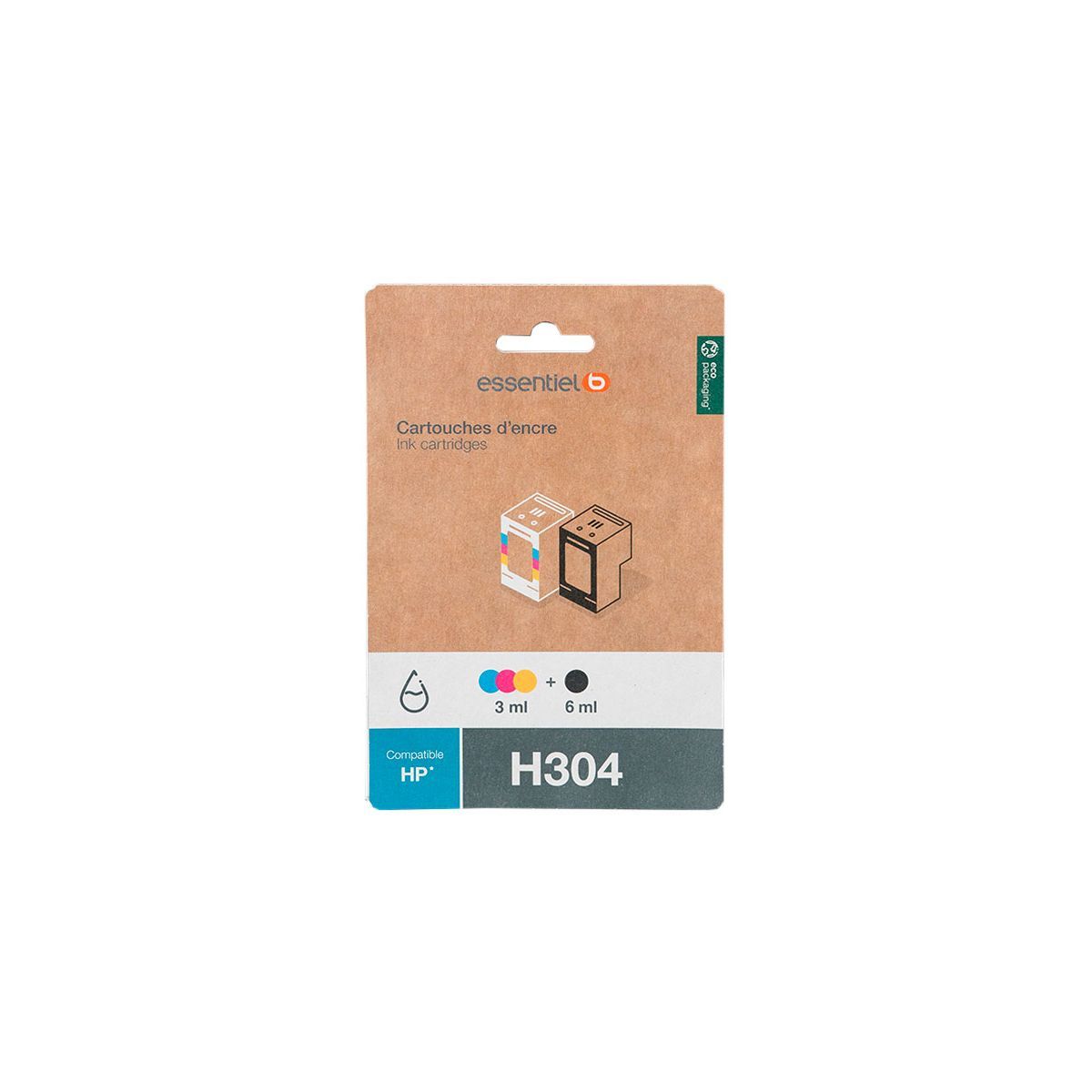 Essentiel B H304 Black Ink Cartridge + 3 Colors