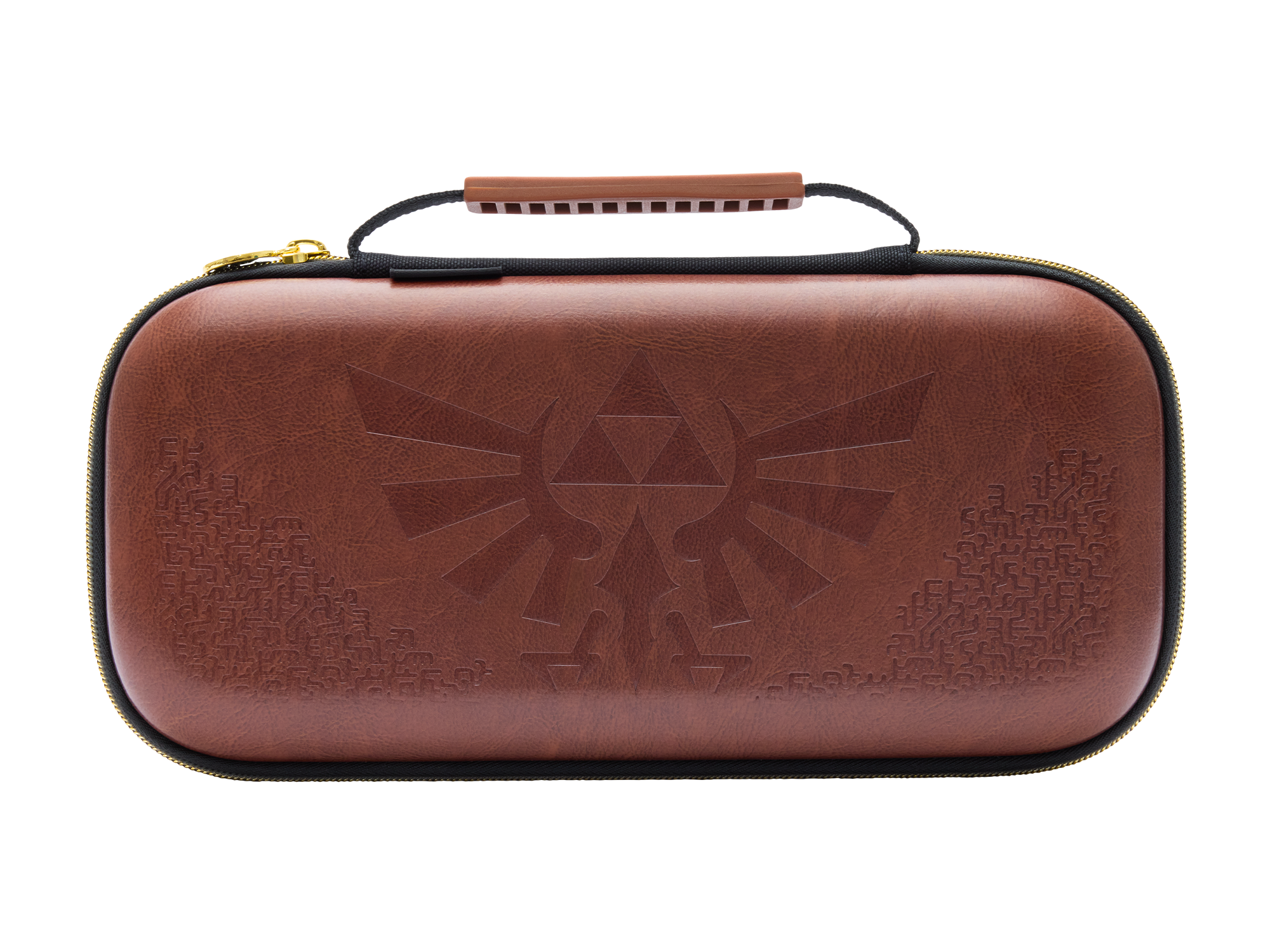 Caja protectora Power A Zelda Crest Hylian para Nintendo Switch 2 (Tamaño: 15 x 10 x 5 cm, Color: Negro, Capacidad: hasta 9 juegos tarjetas + 2 tarjetas microSD Express)
