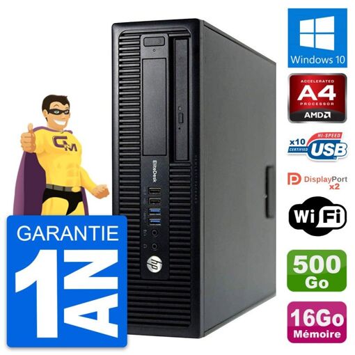 PC de escritorio HP EliteDesk 705 G1 SFF - Procesador AMD A4 PRO-7300B, 16GB de RAM, 500GB HDD, Windows 10