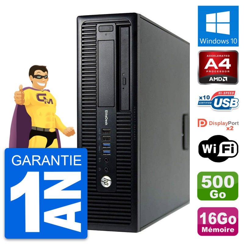 HP EliteDesk 705 G1 SFF Desktop PC - AMD A4 PRO-7300B, 16GB RAM, 500GB HDD, Windows 10