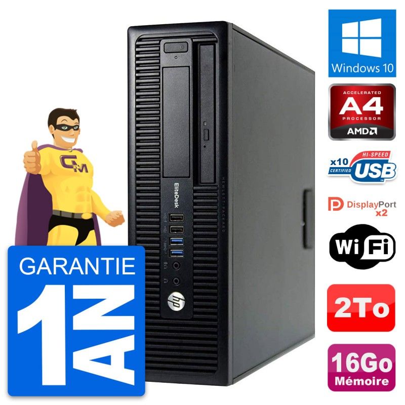 HP EliteDesk 705 G1 SFF Desktop PC - AMD A4 Pro-7300B, 16GB RAM, 2TB HDD, Windows 10, WiFi