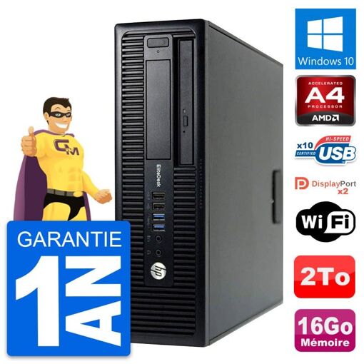 PC de escritorio HP EliteDesk 705 G1 SFF - Procesador AMD A4 PRO-7300B, 16GB de RAM, 2TB HDD, Windows 10, WiFi