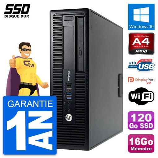 PC HP EliteDesk 705 G1 SFF - Procesador AMD A4 PRO-7300B, 16GB RAM, 120GB SSD, Windows 10, Wifi