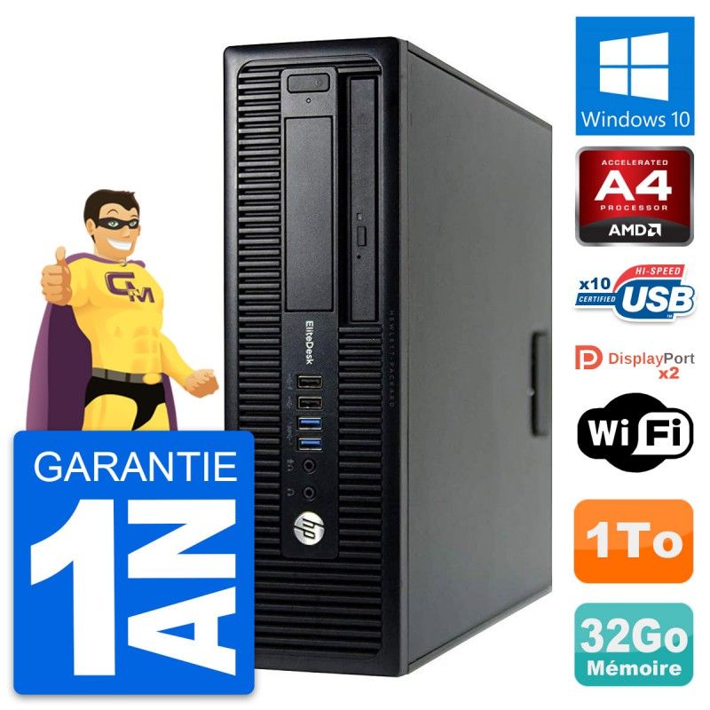 HP EliteDesk 705 G1 SFF Desktop PC - AMD A4 PRO-7300B, 32GB RAM, 1TB HDD, Windows 10, WiFi