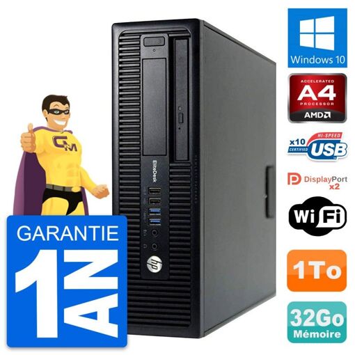 PC de escritorio HP EliteDesk 705 G1 SFF - Procesador AMD A4 PRO-7300B, 32GB de RAM, 1TB HDD, Windows 10, WiFi