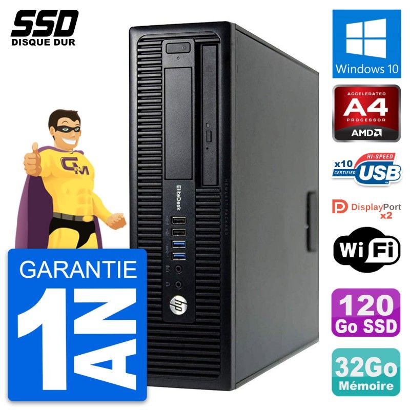 HP EliteDesk 705 G1 SFF PC - AMD A4 PRO-7300B, 32GB RAM, 120GB SSD, Windows 10