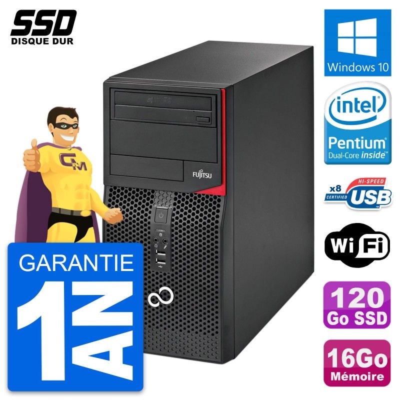 Fujitsu Esprimo P520 PC Tower - Intel Pentium G3220, 16GB RAM, 120GB SSD, Windows 10, WiFi
