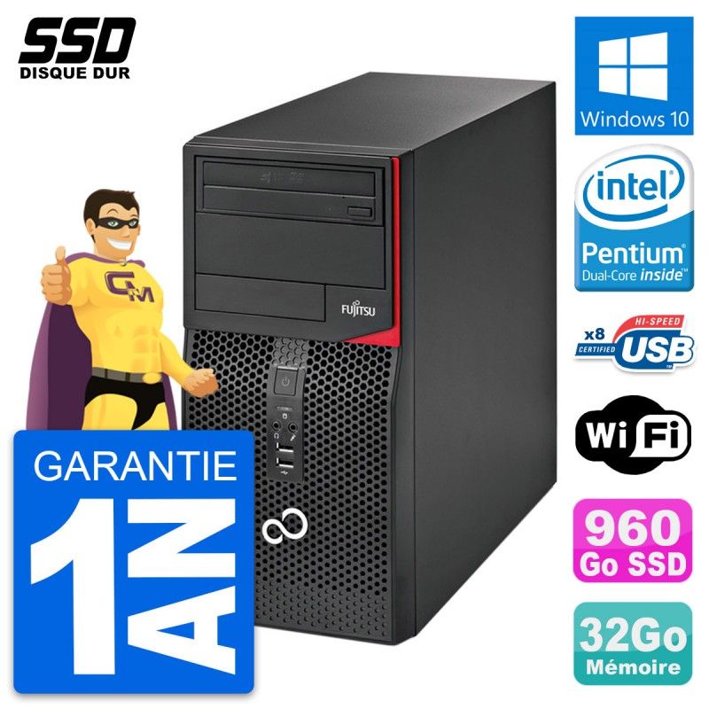 Fujitsu Esprimo P520 Desktop Computer - Intel G3220, 32GB RAM, 960GB SSD, Windows 10, WiFi