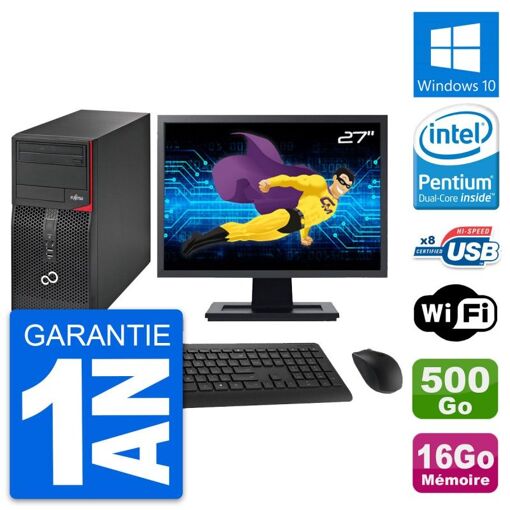 Torre de PC Fujitsu P520 - Procesador Intel G3220, 16GB de RAM, Disco de 500GB, Windows 10, WiFi