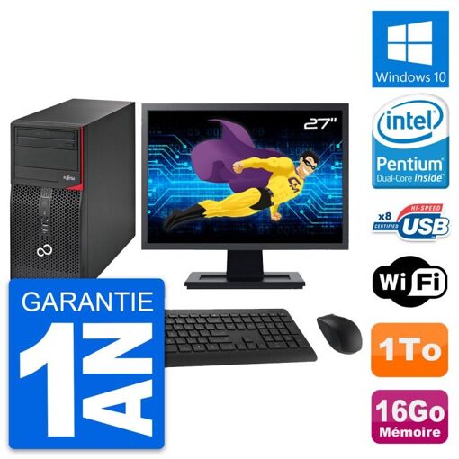 Torre de PC Fujitsu P520 - Procesador Intel G3220, 16 GB de RAM, 1 TB HDD, Windows 10, WiFi