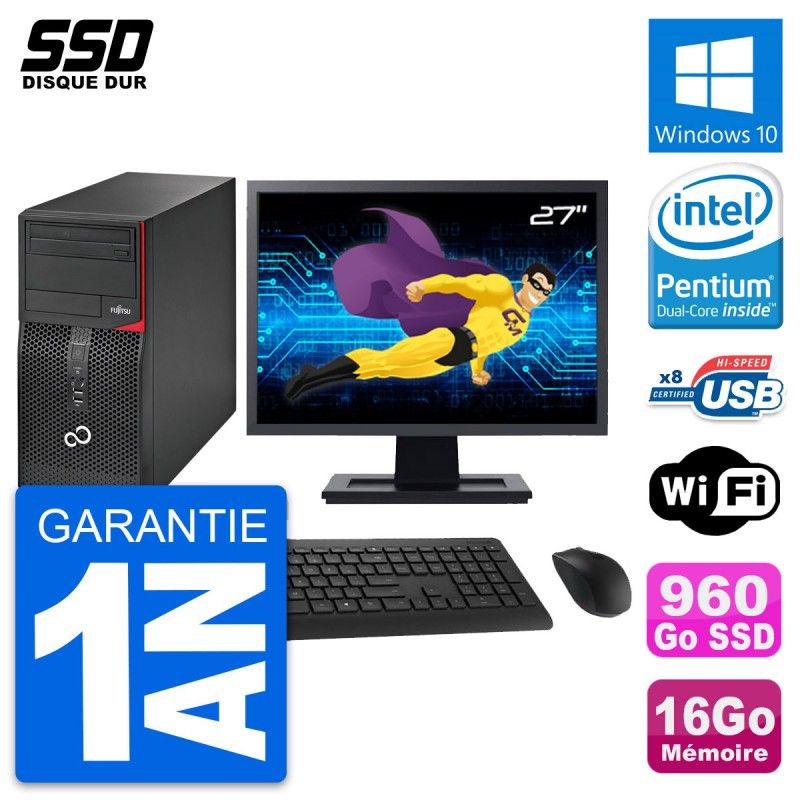 Fujitsu P520 27" All-in-One PC - Intel G3220, 16GB RAM, 960GB SSD, Windows 10