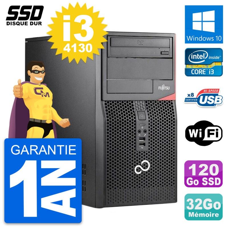 Fujitsu Esprimo P520 MT Desktop Computer - Intel i3-4130, 32GB RAM, 120GB SSD, Windows 10, WiFi