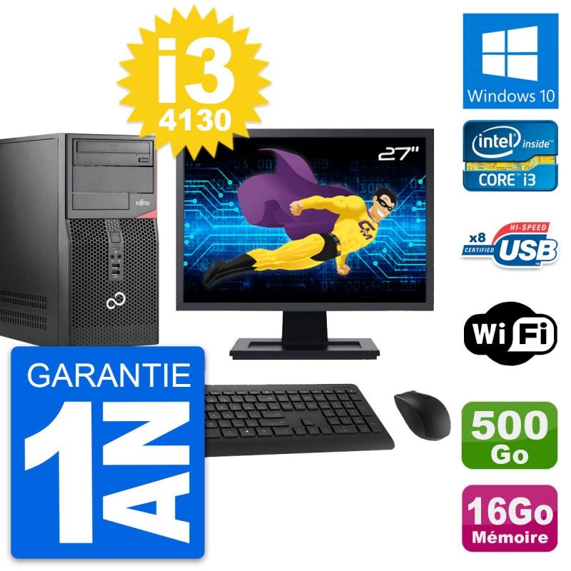 Fujitsu P520 27-inch PC - i3-4130, 16GB RAM, 500GB HDD, Windows 10, WiFi