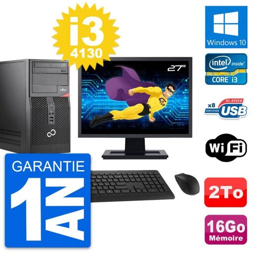 PC de sobremesa Fujitsu P520 de 27'', Intel i3-4130, 16GB RAM, 2TB HDD, Windows 10