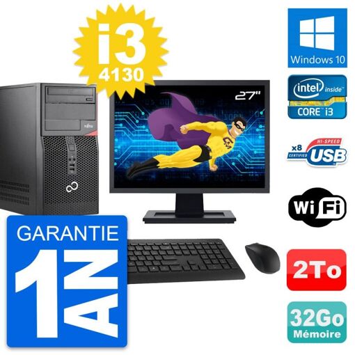 Fujitsu P520 27-Inch PC Tower - Intel i3-4130, 32GB RAM, 2TB HDD, Windows 10, WiFi