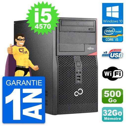 Torre Fujitsu Esprimo P520 - Procesador Intel Core i5-4570, 32GB de RAM, 500GB HDD, Windows 10, Wifi