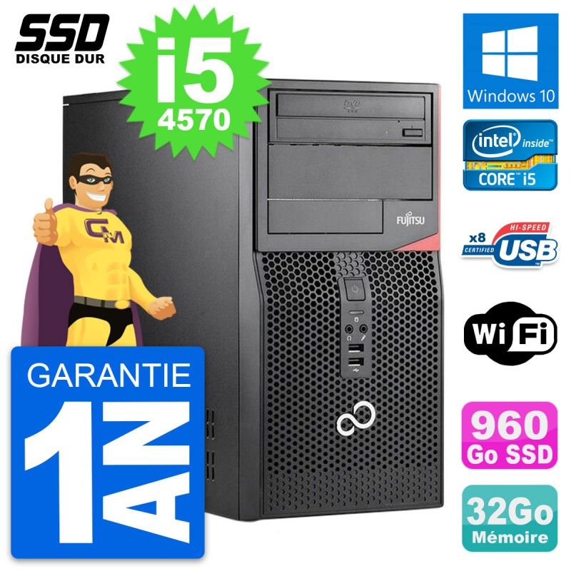 Fujitsu Esprimo P520 MT - Intel i5-4570, 32GB RAM, 960GB SSD, Windows 10, Wifi
