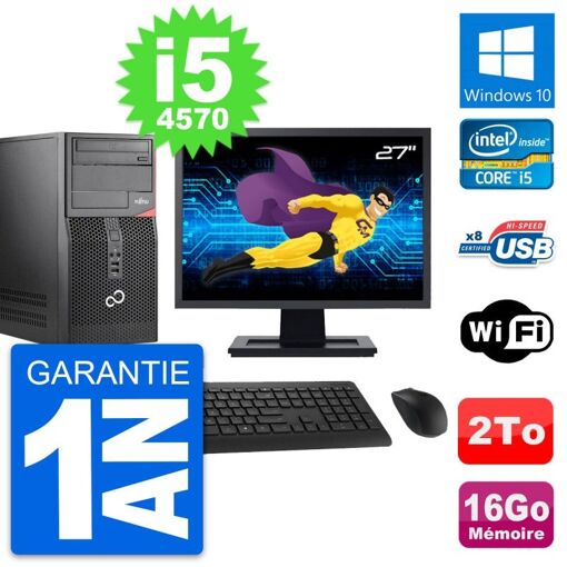 PC de escritorio Fujitsu P520 de 27 pulgadas - Intel i5, 16GB de RAM, 2TB de almacenamiento, Windows 10