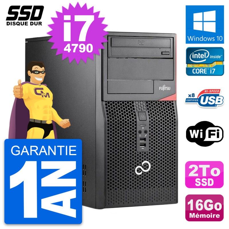 Fujitsu Esprimo P520 Desktop PC - Intel Core i7-4790, 16GB RAM, 2TB SSD, Windows 10, WiFi