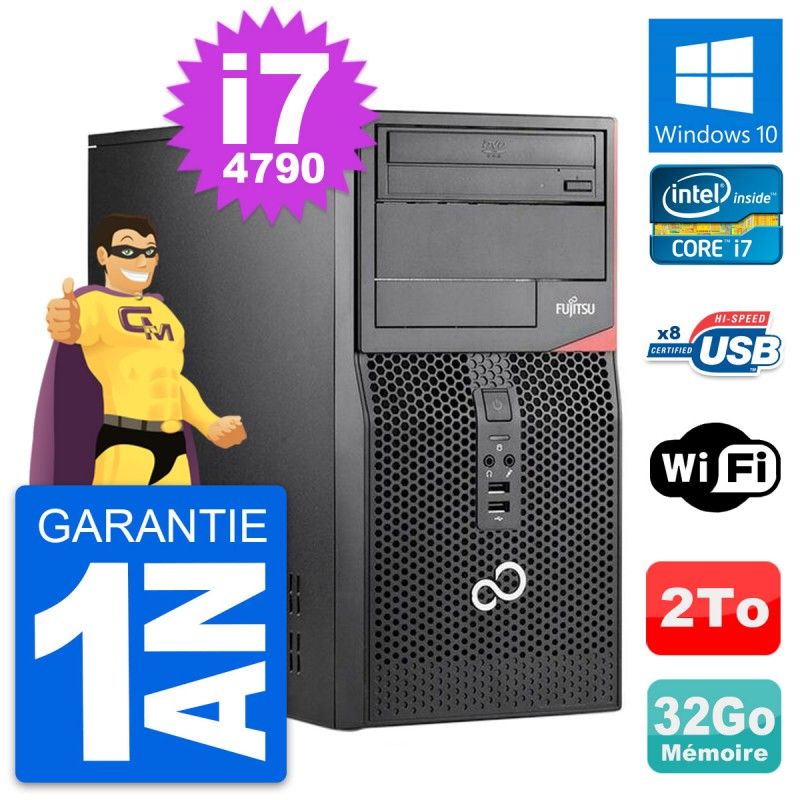 Fujitsu Esprimo P520 Intel i7-4790 32GB RAM 2TB HDD Windows 10 WiFi Desktop PC