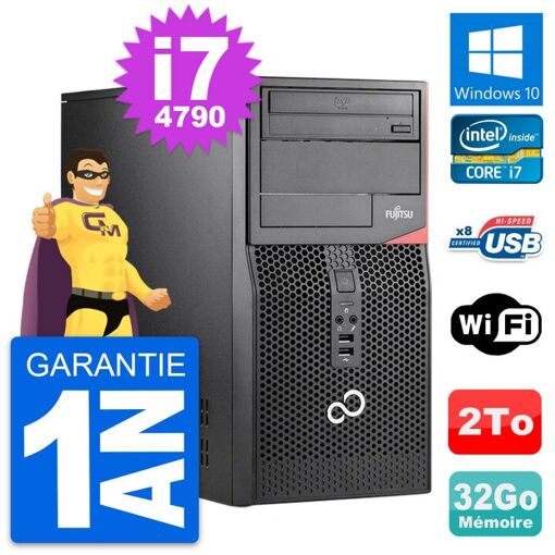PC de escritorio Fujitsu Esprimo P520, Intel Core i7-4790, 32GB RAM, 2TB HDD, Windows 10, WiFi