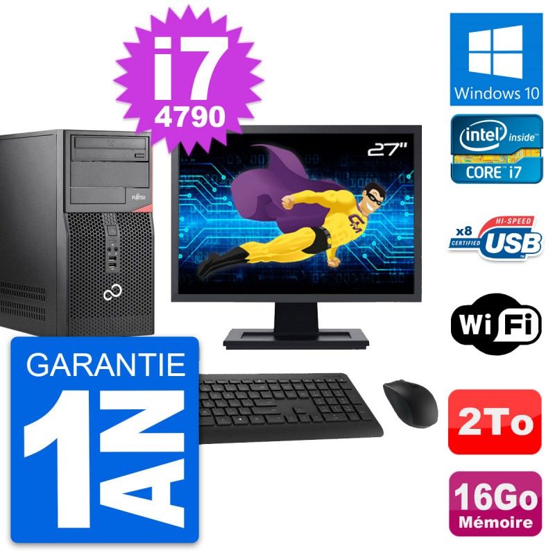 Fujitsu P520 27-Inch PC Tower - Intel i7-4790, 16GB RAM, 2TB HDD, Windows 10