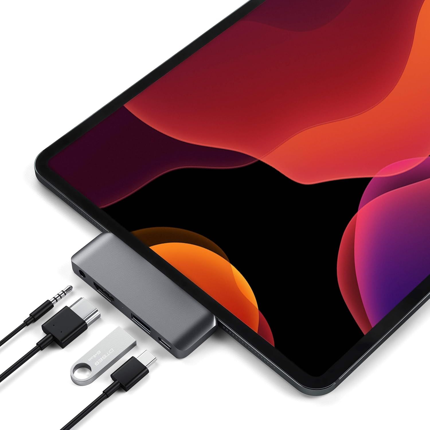 Mobile Type-C Hub Adapter with USB-C Charger, HDMI 4K, USB 3.0 and 3.5mm Jack - For iPad Pro M2/M1, iPad Air M1, iPad Mini and More!