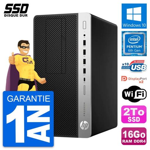 PC de sobremesa HP ProDesk 600 G3 - Procesador Intel Pentium G4400, 16GB RAM, 2TB SSD, Windows 10, WiFi