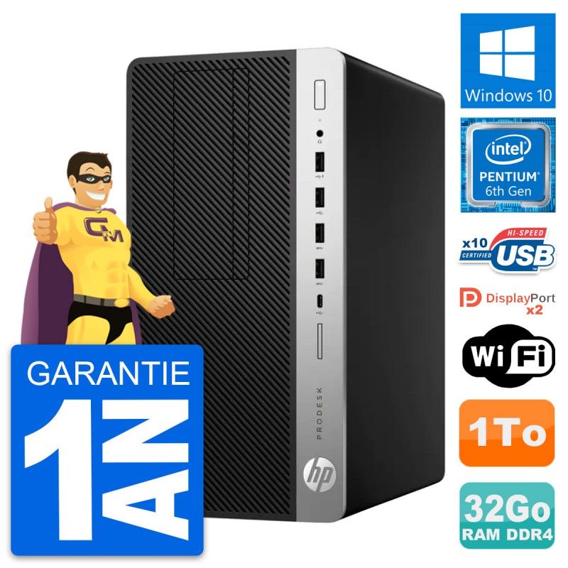HP ProDesk 600 G3 MT - Pentium G4400, 32GB RAM, 1TB HDD, Windows 10, Wifi