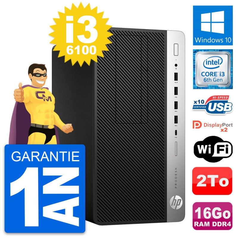 HP ProDesk 600 G3 Desktop PC - Intel Core i3-6100, 16GB RAM, 2TB Storage, Windows 10