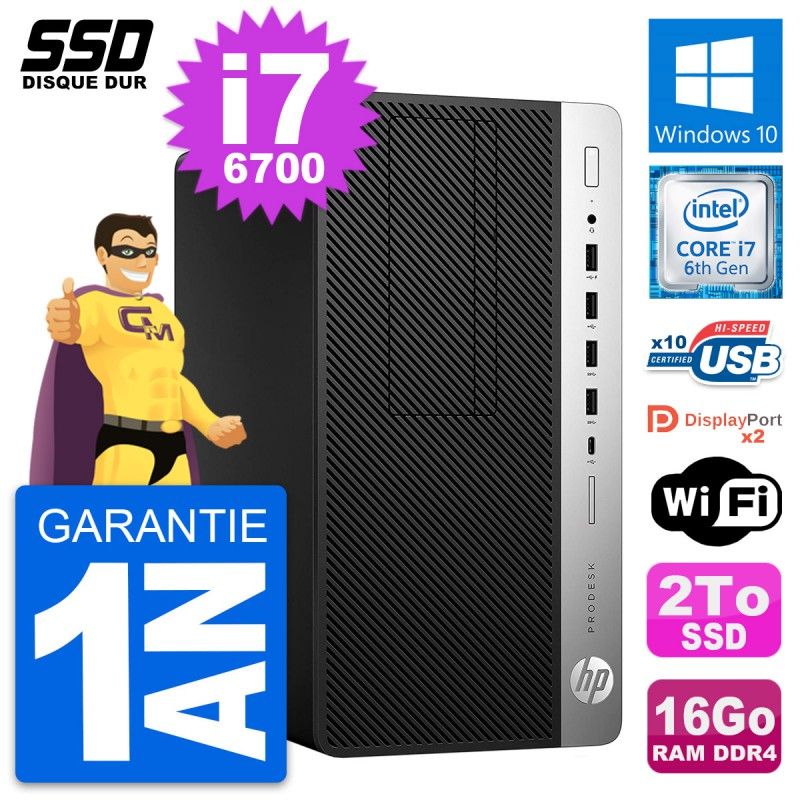 HP ProDesk 600 G3 Desktop PC - Intel Core i7, 16GB RAM, 2TB SSD, Windows 10, WiFi
