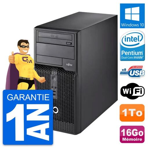 PC de escritorio Fujitsu Esprimo P510 MT - Procesador Intel Core i3-2100, 16GB RAM, 1TB HDD, Windows 10, WiFi