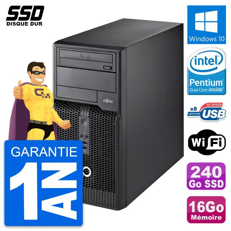 Fujitsu Esprimo P510 MT Desktop Computer - Intel Pentium G2020, 16GB RAM, 240GB SSD, Windows 10, WiFi