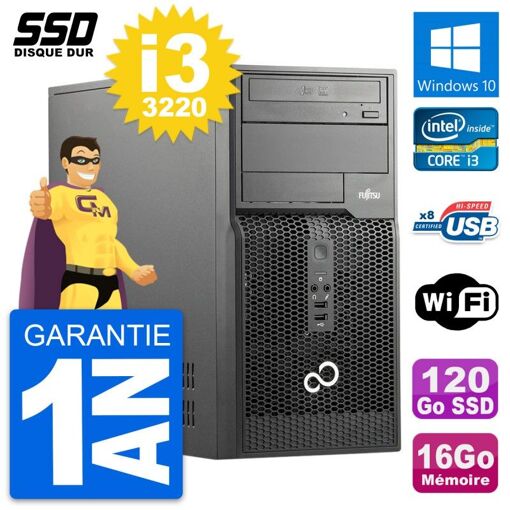 Fujitsu Esprimo P510 MT - Procesador Intel Core i3-3220, 16GB de RAM, 120GB SSD, Windows 10, WiFi