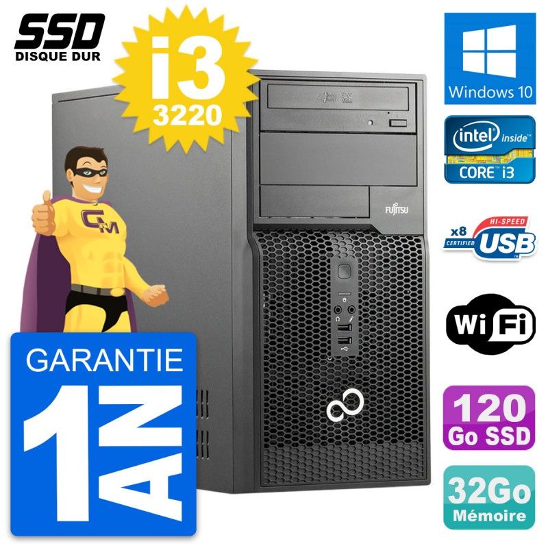 Fujitsu Esprimo P510 MT Desktop PC - Intel i3-3220, 32GB RAM, 120GB SSD, Windows 10, Wifi
