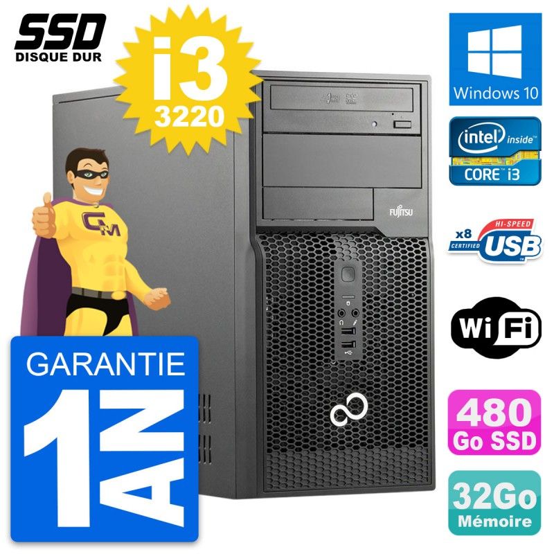 Fujitsu Esprimo P510 MT - Intel i3-3220, 32GB RAM, 480GB SSD, Windows 10, WiFi