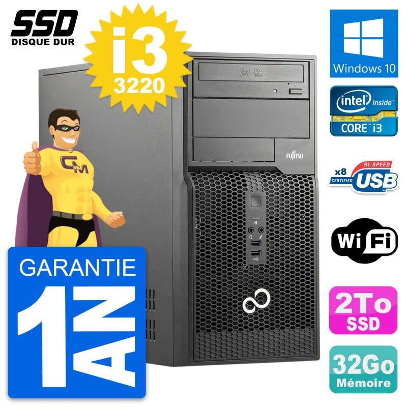 Fujitsu Esprimo P510 Desktop Computer - Intel Core i3-3220, 32GB RAM, 2TB SSD, Windows 10, WiFi