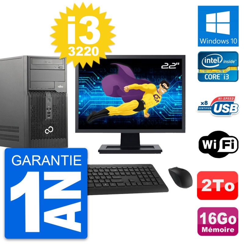 Fujitsu P510 22-Inch PC Tower - Intel i3-3220, 16GB RAM, 2TB HDD, Windows 10