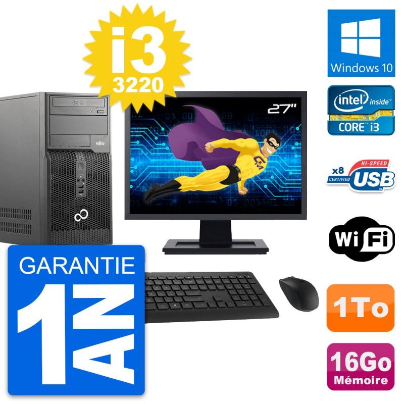 Fujitsu P510 27-Inch PC Tower - Intel i3-3220, 16GB RAM, 1TB HDD, Windows 10