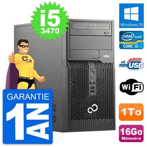 PC de escritorio Fujitsu Esprimo P510 MT Core i5-3470 16GB RAM 1TB HDD Windows 10 Wi-Fi