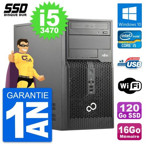 PC de escritorio Fujitsu Esprimo P510 MT - Procesador Intel i5-3470, 16GB de RAM, 120GB SSD, Windows 10, WiFi