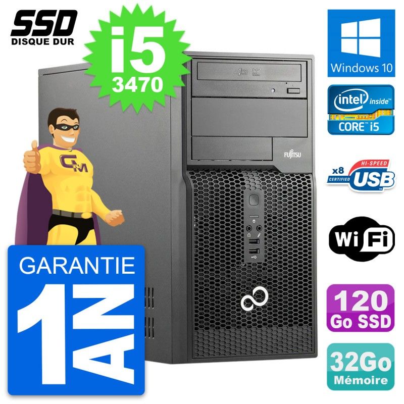 Fujitsu Esprimo P510 MT Desktop PC - Intel Core i5-3470, 32GB RAM, 120GB SSD, Windows 10, WiFi