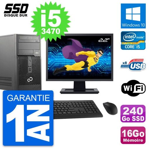 Torre Fujitsu P510 - Pantalla de 22', Intel i5, 16 GB RAM, 240 GB SSD, Windows 10, WiFi