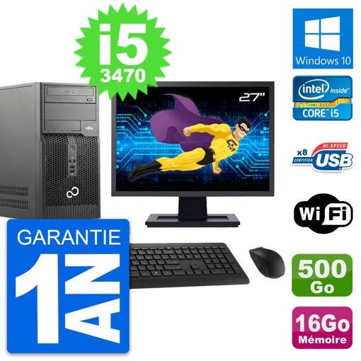 Torre PC Fujitsu P510 - i5-3470, 16 GB de RAM, 500 GB HDD, Windows 10, Wifi