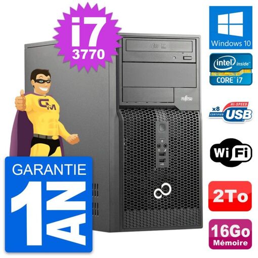 Fujitsu Esprimo P510 MT - Procesador Intel Core i7-3770, 16GB de RAM, Disco duro de 2TB, Windows 10, WiFi