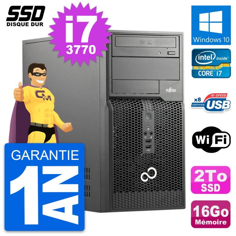 Fujitsu Esprimo P510 MT Desktop Computer - Intel i7-3770, 16GB RAM, 2TB SSD, Windows 10, WiFi