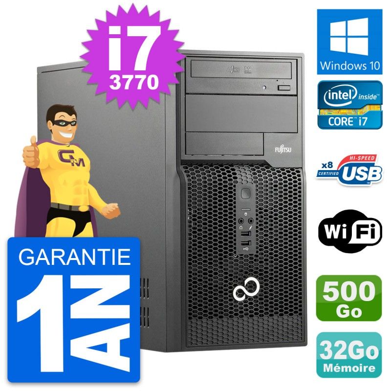 Fujitsu Esprimo P510 Core i7-3770 32GB RAM 500GB HDD Windows 10 WiFi Desktop PC